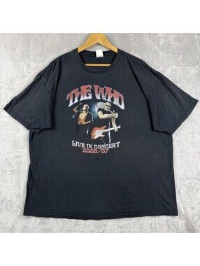 The Who 2006 2007 Live In Concert Tour Graphic Band T Shirt Black Anvil 2XL Y2K